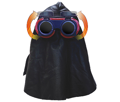 Capuz de cuero con gafa abatible