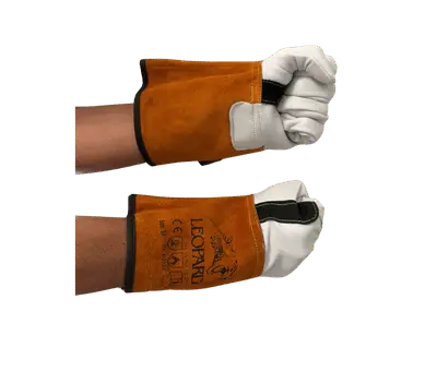 Gants TIG en cuir pleine fleur blanc 4 Guantes TIG en piel flor blanco puños