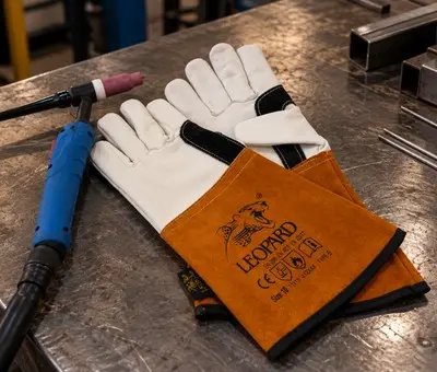 Gants TIG en cuir pleine fleur blanc 5 Guantes TIG en piel flor blanco taller