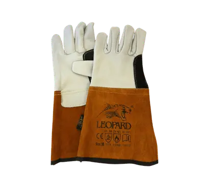Guantes TIG en piel flor blanco