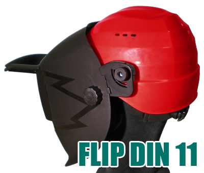 Masque à souder DC-2 330 Flip avec verre minéral de soudure et casque de chantier